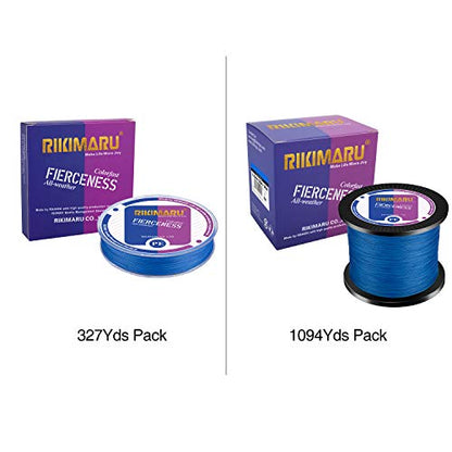 RIKIMARU Braided Fishing Line Abrasion Resistant Superline Zero Stretch&Low Memory Extra Thin Diameter 327-1094 Yds, 4-180LB - color: Ocean Blue, size: 1094 Yds/0.16mm/20LB