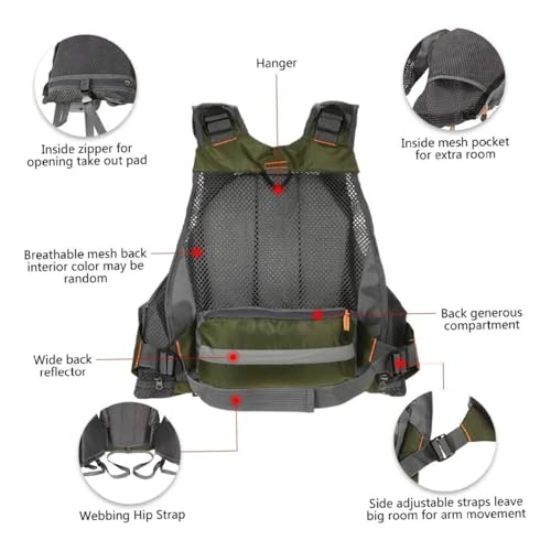 Strap Fishing Vest Adjustable for Men and Women, for Fly Bass Fishing and Outdoor Activities