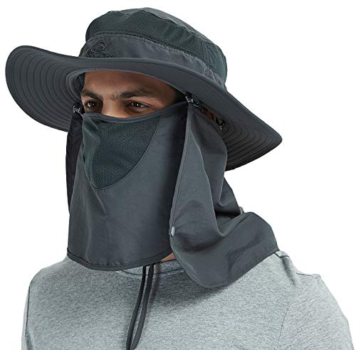 DDYOUTDOOR™ 07-281 Fashion Summer Outdoor Sun Protection Fishing Cap Neck Face Flap Hat Wide Brim - color: Dark Gray