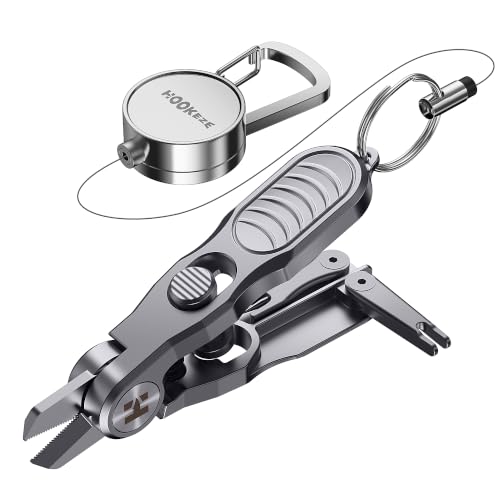 HOOK-EZE Fishing Line Cutter, Fly Fishing Nippers with Retractors and Knot Tying Tool Accessories, Stainless Steel Braided Line Scissors Clippers for Mono and Fluoro Lines - color: Black, size: 3-in-1