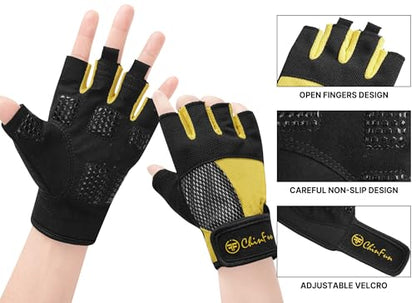 ChinFun Kayaking Gloves 3/4 Finger - Provide Cushioning and Protection, with Resistant Palm and Grip, Easy to Take on and Off, Perfect for Diving, Sailing, Kayaking - Men, Women, Youth - color: Yellow, size: Large