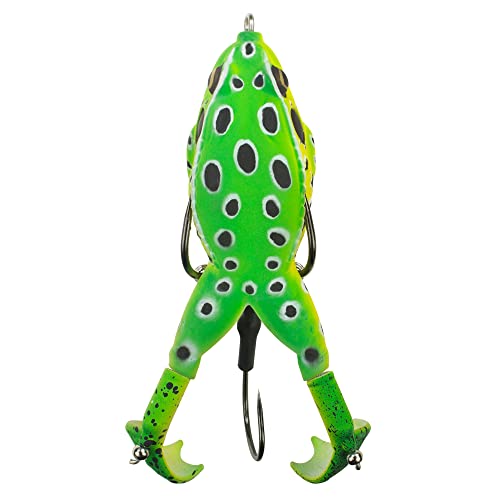 LUNKERHUNT - Frog Bait for Bass Fishing | Soft Hollow Body Weedless Frog for Bass Fishing and Trout | Weedless Realistic Bait Frog Lure, Freshwater with Sharp Hooks Lures and Double Propellers Feet - style: Leopard