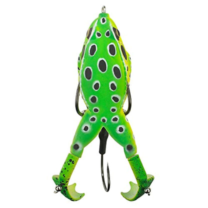 LUNKERHUNT - Frog Bait for Bass Fishing | Soft Hollow Body Weedless Frog for Bass Fishing and Trout | Weedless Realistic Bait Frog Lure, Freshwater with Sharp Hooks Lures and Double Propellers Feet - style: Leopard