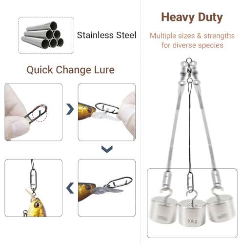 QISHUO Stainless Steel Fishing Leaders Strength Rigs Saltwater Fishing Leader Heavy Snap Lure Wire Leaders Line Black Nickel - size: Size #3 (9.8in-40lb) 30pcs
