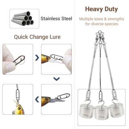 QISHUO Stainless Steel Fishing Leaders Strength Rigs Saltwater Fishing Leader Heavy Snap Lure Wire Leaders Line Black Nickel - size: Size #1 (5.9in-20lb) 50pcs
