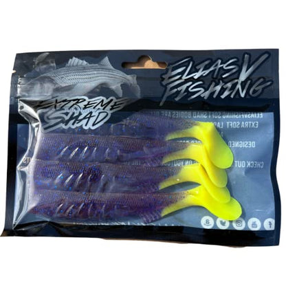 Extreme Paddle Tail Swim Baits - Soft Plastic Swimbaits, Premium Paddle Tail Swimbaits for Bass Fishing, Great Action Lifelike Saltwater Soft Swimbait Shad Lure - color: Purple Chartreuse Tail, size: 4.5"
