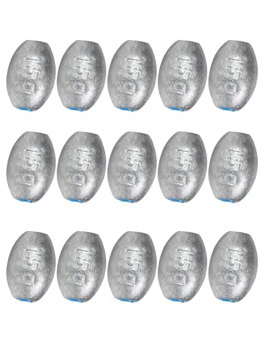 BLUEWING Egg Sinkers Fishing Weights Oval Shaped Fishing Sinkers Lead Fishing Sinker for Saltwater Fishing，1/8 oz to 7 oz - size: #3 1/2oz, 15pcs