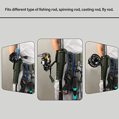 Fishing Wading Belt Rod Holder Adjustable Wader Waist Belt for Fly Surf Casting Spinning Pole Fishing Tool Tackle (Black) - color: Green