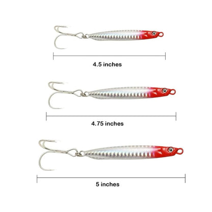 Saltwater Fishing Lures Fishing Jigs Fishing Spoons for Striped bass, Pompano, Spanish Mackerel ，Bluefish - color: Red (3pcs), size: 1.40 oz + 1.80 oz + 2.00 oz / 40 g + 50 g + 60 g