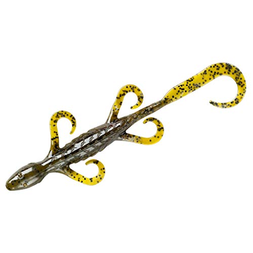 YUM Lizard Ultimate Finesse Lizard Soft Plastic Swim-Bait Bass Fishing Lure with Curly Legs and Tail - color: Green Pumpkin