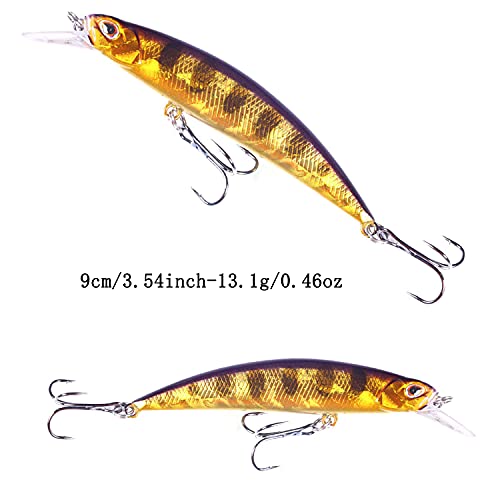Jerk Baits for Bass Fishing, Jerkbait Fishing Lures, Minnow Lures Jerk Bait for Freshwater/Saltwater Fishing Lures for Trout Pike, 5pcs/10pcs with Box - color: G:3.54in/0.46oz/5pcs