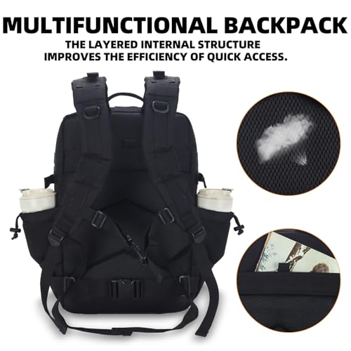 Lovelinks21 25L Tactical Military Backpack Small Travel Rucksack for Men and Women Assault Pack Bug Out Bag Molle Daypack Gym Backpack with Bottle Holder (Black Neon Green) - color: Black Neon Green