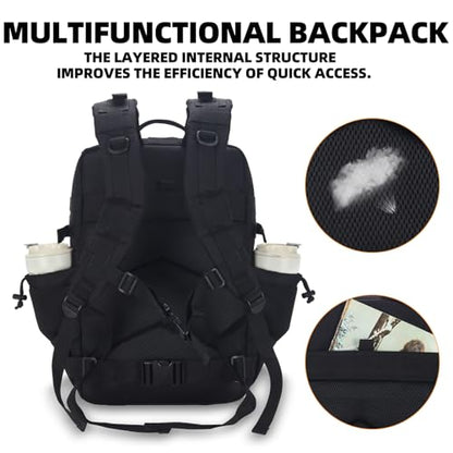 Lovelinks21 25L Tactical Military Backpack Small Travel Rucksack for Men and Women Assault Pack Bug Out Bag Molle Daypack Gym Backpack with Bottle Holder (Black Neon Green) - color: Black Neon Green