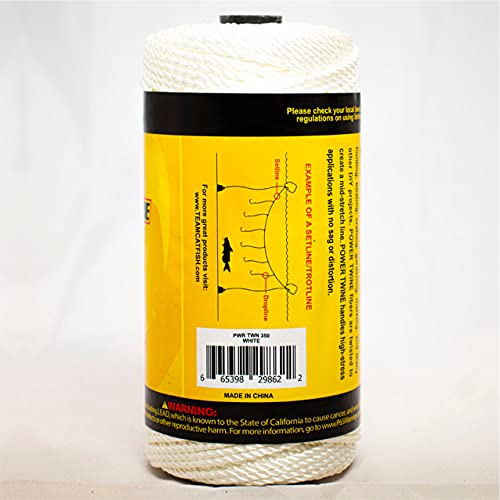 TEAM CATFISH Power Twine with 100% Nylon & 300 ft Heavy-Duty Line - White | 300 ft #10 nylon twine, 72 lb strength, low stretch, weather resistant, ideal for trot lines, set lines, and outdoor use - style: #25 x 350ft White