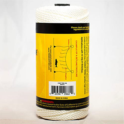 TEAM CATFISH Power Twine with 100% Nylon & 300 ft Heavy-Duty Line - White | 300 ft #10 nylon twine, 72 lb strength, low stretch, weather resistant, ideal for trot lines, set lines, and outdoor use - style: #25 x 350ft White