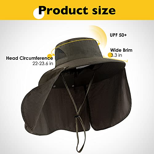 DOCVIT Fishing Hat for Men&Women,Outdoor UV Waterproof Wide Brim Bucket Hat,UPF50+ Sun Hat with Neck Flap - color: Green