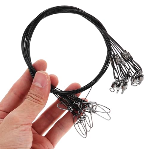 10pcs Heavy Duty Steel Fishing Leaders 50cm Anti-bite Wire Line for Saltwater and Freshwater Fishing Lure Connection