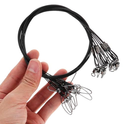OSALADI 10pcs Stainless Steel Wire Fishing Leaders 50cm High Strength Anti-bite Fishing Line with Swivels for Freshwater and Saltwater Accessories