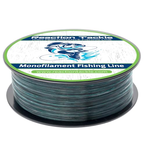 Reaction Tackle Monofilament Fishing Line - Premium Nylon Mono Line, Strong & Abrasion-Resistant, Low Memory for Smooth Long Casts - Freshwater & Saltwater - color: Blue Camo, size: 8lb (2000 Yards)