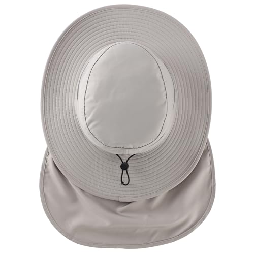 Connectyle UPF 50+ Wide Brim Sun Hat for Men Women UV Protection Fishing Hat with Neck Flap Outdoor Safari Bucket Hiking Hats - color: Light Grey