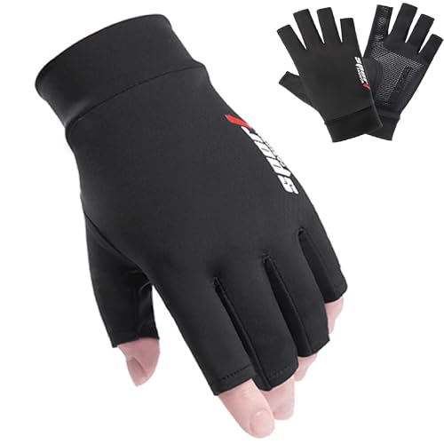 Anti-Slip Strips Cycling Gloves for Men/Women Half Finger UV Protection Driving Glove for Outdoor - color: Black