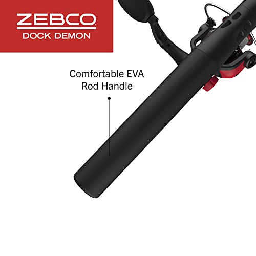 Zebco Dock Demon Spinning Reel or Spincast Reel and Fishing Rod Combo, 30-Inch Durable Fiberglass Rod, QuickSet Anti-Reverse Fishing Reel - style: Spinning Reel - Red