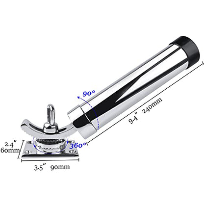 Deck Mount Fishing Rod Holder, Marine Grade Stainless Steel Adjustable Fishing Rod Holders, Support for Marine Boat Yacht - color: Silver 2 x 8201SA