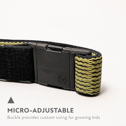 Arcade Belts A2 Youth Unisex Adventure Stretch Belt | Heavy Duty Elastic, Metal Free Buckle - color: Static - Olive