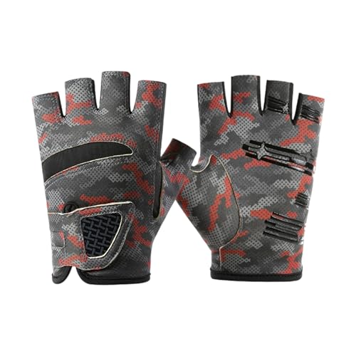 Angler Fingerless Gloves UPF50+ Sun Protections Fishing Gloves Breathable Elastic for Unisex Outdoor Fishing - color: Half finger 1 camouf, size: Large