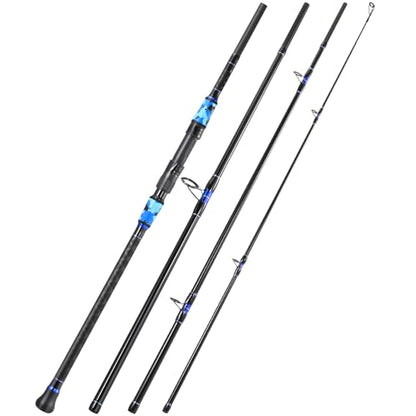 Sougayilang Surf Fishing Rod Portable Travel MH/H Surf Spinning Rod 4 Piece Carbon Fiber Saltwater Fishing Rod 10'/11'/12'/15' - color: blue, size: 11ft-Spinning-4Pc-MH