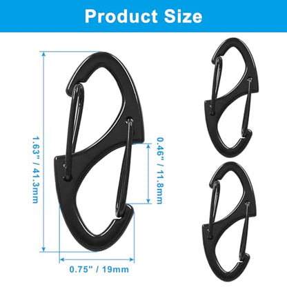20 Pieces S Spring Snap Hook, Keychain Hook Metal Carabiner Clip, Double Snap Hook for Camping Fishing Hiking Outdoor Sports - style: 1.6"-Black