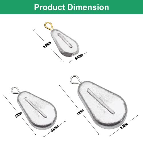 10pcs Fishing No-Roll Sinker Fishing Lead Weights Fishing Sinker Weights Assorted 10g 30g 50g Olive Heart Bass Casting for Catfish Rig, Surf Fishing - style: 30g/1.05oz-10pcs