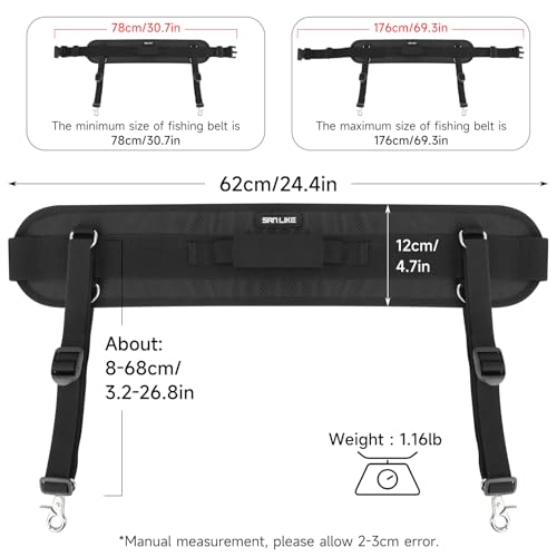SANLIKE Fishing Belt Rod Holder Adjustable Fishing Fighting Waist Belt with EVA Padded Great Plastic Material Fighting Belt - color: Black Set