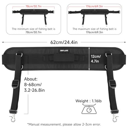 SANLIKE Fishing Belt Rod Holder Adjustable Fishing Fighting Waist Belt with EVA Padded Great Plastic Material Fighting Belt - color: Black Set