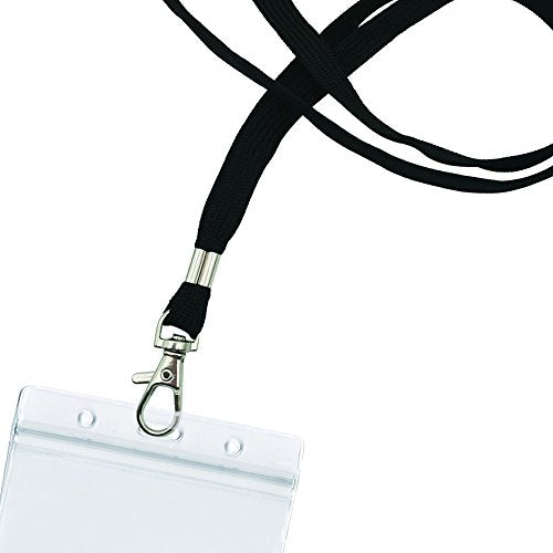 5Pack ID Badge Holder with Black Lanyards,Heavy Duty Vertical Card Holder | Transparent ID card holder with lanyards, 3.58" L x 2.5" W Badge ID name card holder,18Inch black lanyards - color: 5 Black Lanyards