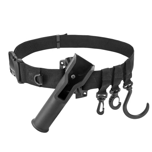 Fishing Rod Holder Belt Kit - Premium 3rd Hand Rod Holder Adjustable 24 Angle Fly/ Wading Fishing Belt Clip for Pole Holster, Pliers & Stringer - color: Wading Belt