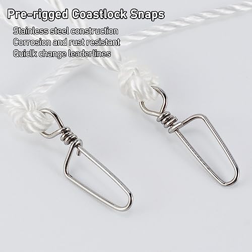 Dr.Fish 100/295ft Trotline Fishing Set up 20/60 Hooks Twine Pre-Rigged Snaps Leader for Traditional Dropline Catfishing Gear Kit Catfish Rig Catfishing Tackle - color: 295FT/60 Hooks and Snaps, size: #6 Hooks