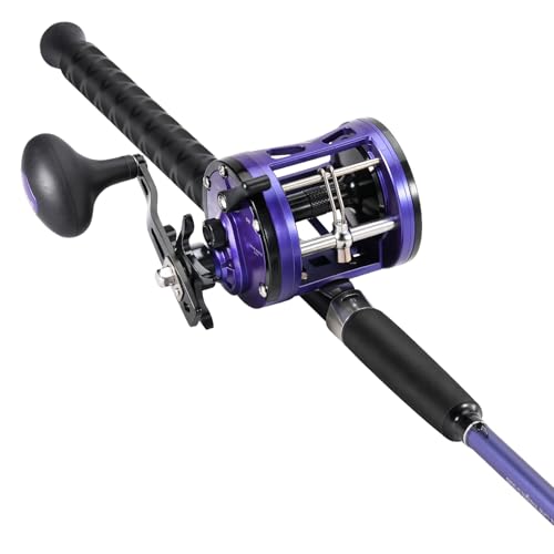 Sougayilang Trolling Fishing Rod Reel Combo - Heavy Duty Inshore/Catfish Rod with 4000 Size Reel, 2-Piece Saltwater Combo for Big Game Fish- 7'0"