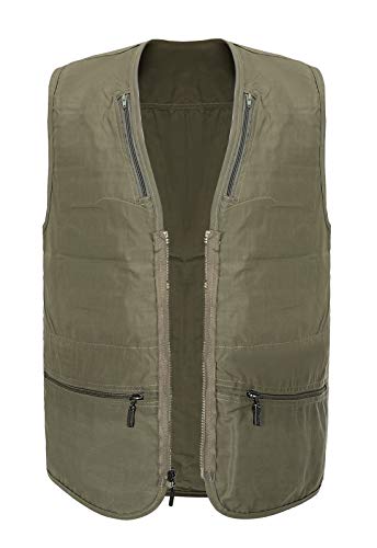 Spanye Mens Fishing Vest Multi Pocket Vests Safari Travel Photo Work Jacket Alive Outerwear - color: Army Green, size: 4X-Large