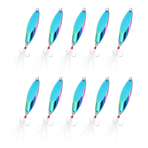 PATIKIL Fishing Spoons, Fishing Lures Casting Spoon Treble Hooks Jigs Hard Metal Spinner Baits - color: Multicolor, size: 3/4 oz