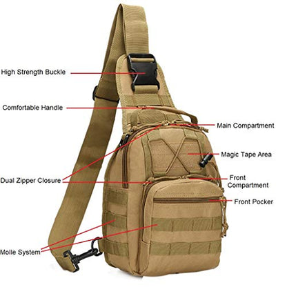 FAMI Outdoor Tactical Bag Backpack, Military Sport Bag Pack Sling Shoulder Backpack Tactical Satchel for Every Day Carry (Tan 2 Packs) - color: Tan 2 Packs