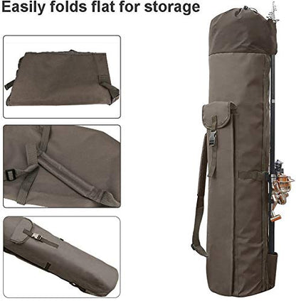 Allnice Durable Canvas Fishing Rod & Reel Organizer Bag Travel Carry Case Bag- Holds 5 Poles & Tackle - color: Khaki