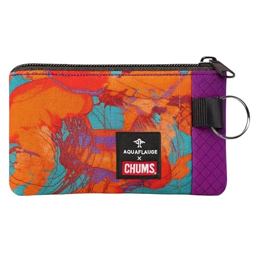 Chums Surfshorts Wallet - Lightweight Slim Wallet with RFID Blocking Card & Clear ID Window - Zippered, Water Resistant w/Key Ring - color: Aqua Flauge Jellyfish