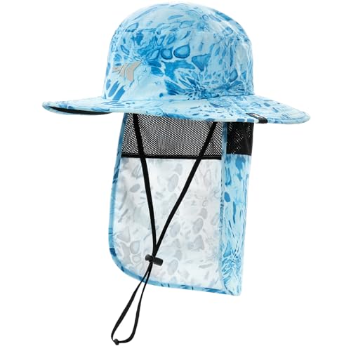 KastKing Sol Armis UPF 50 Boonie Hat - Sun Protection Hat, Fishing Hat, Beach & Hiking Hat, Paddling - color: B1: Prym1 Seafoam, size: With Neck Shield