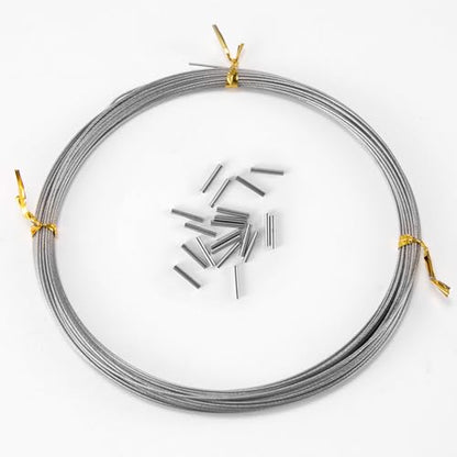 Alwonder 32.8ft Fishing Wire Fishing Leader Line with 20pcs Crimps Sleeves, Nylon Coated 1x7 Stainless Steel Leader Wire Freshwater Saltwater for Pike, Billfish, Bluefish, Muskie, Wahoo - size: 180LB
