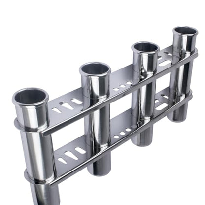 Wall Mounted Fishing Rod Holder for Boat, Stainless Steel 4 Tubes Linked Vertical Fishing Rod Rack for Marine Boat,Fishing Boat, Truck