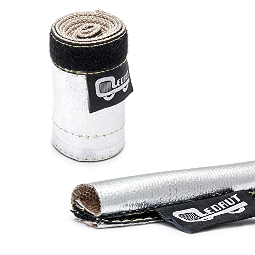 Heat Shroud Aluminized Sleeving Heat Shield fuel line wire heat sleeve 3/4" I.D. x 3FT with 10 Pcs 7.8Inch Stainless Steel Cable Metal Zip Ties - size: 3/4"I.D.x 3FT