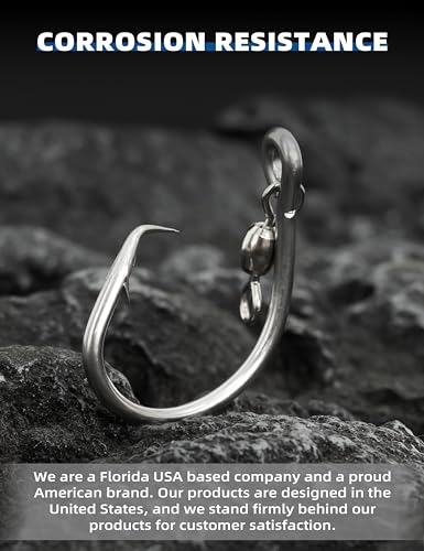 BLUEWING Offset Circle Hook with Swivel Stainless Steel 5pcs/10pcs Extra Sharp for Freshwater Saltwater Big Game Fishing - style: Size 01: 3/0, 10pcs