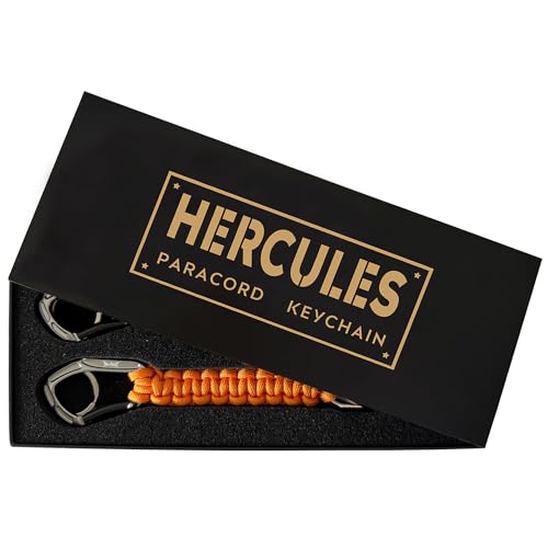 HERCULES Paracord Keychain Set – 2 Pack Lanyard Rope with Aluminum Clip, Durable Paracord Wrist Strap for Outdoor Activities, Orange - style: Orange