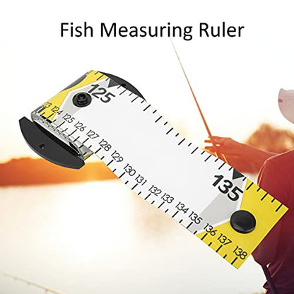 138 X 5cm PVC Fish Measuring Ruler, Foldable Fish Measuring Tape with Cm Inch Scale, Compact 8 X 5.5cm Roll, for Boat Kayak Ice Fishing Anglers (Yellow) - color: Yellow